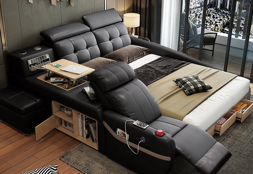 modern bed with storage massage functions